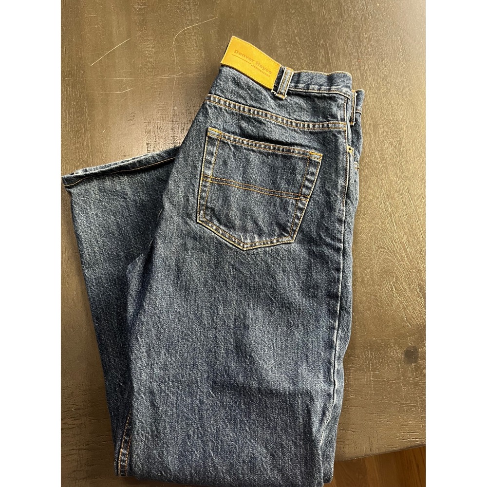 Denver Hayes Mens Blue Denim Jeans Straight Leg Classic Fit‎ Casual Pants
